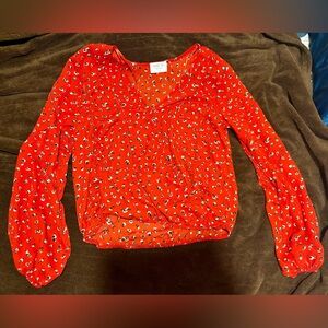 Sienna Sky Red Floral Long Sleeve Blouse S
